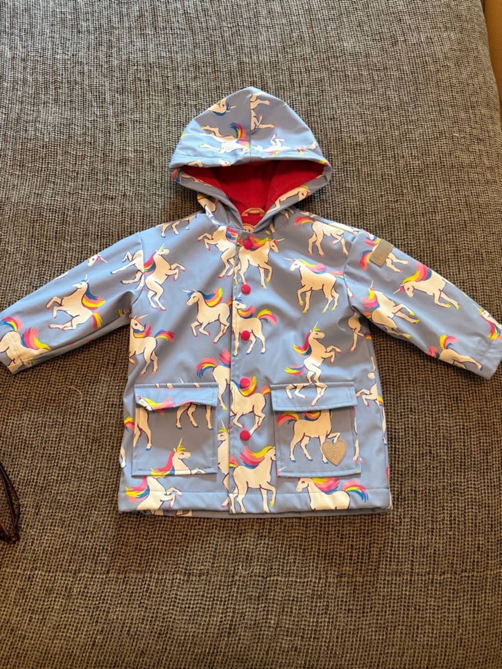 Girls Unicorn Raincoat with Hood - Light Blue